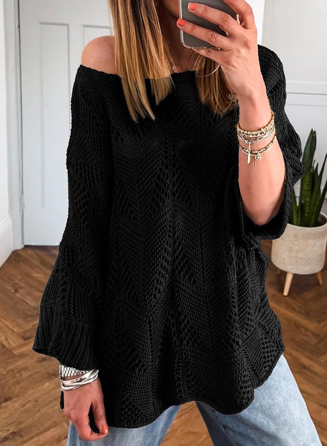 Acelitt Womens Casual Lightweight Crewneck Long Sleeve Knit Sweater Tops, S-XXL - Image 3