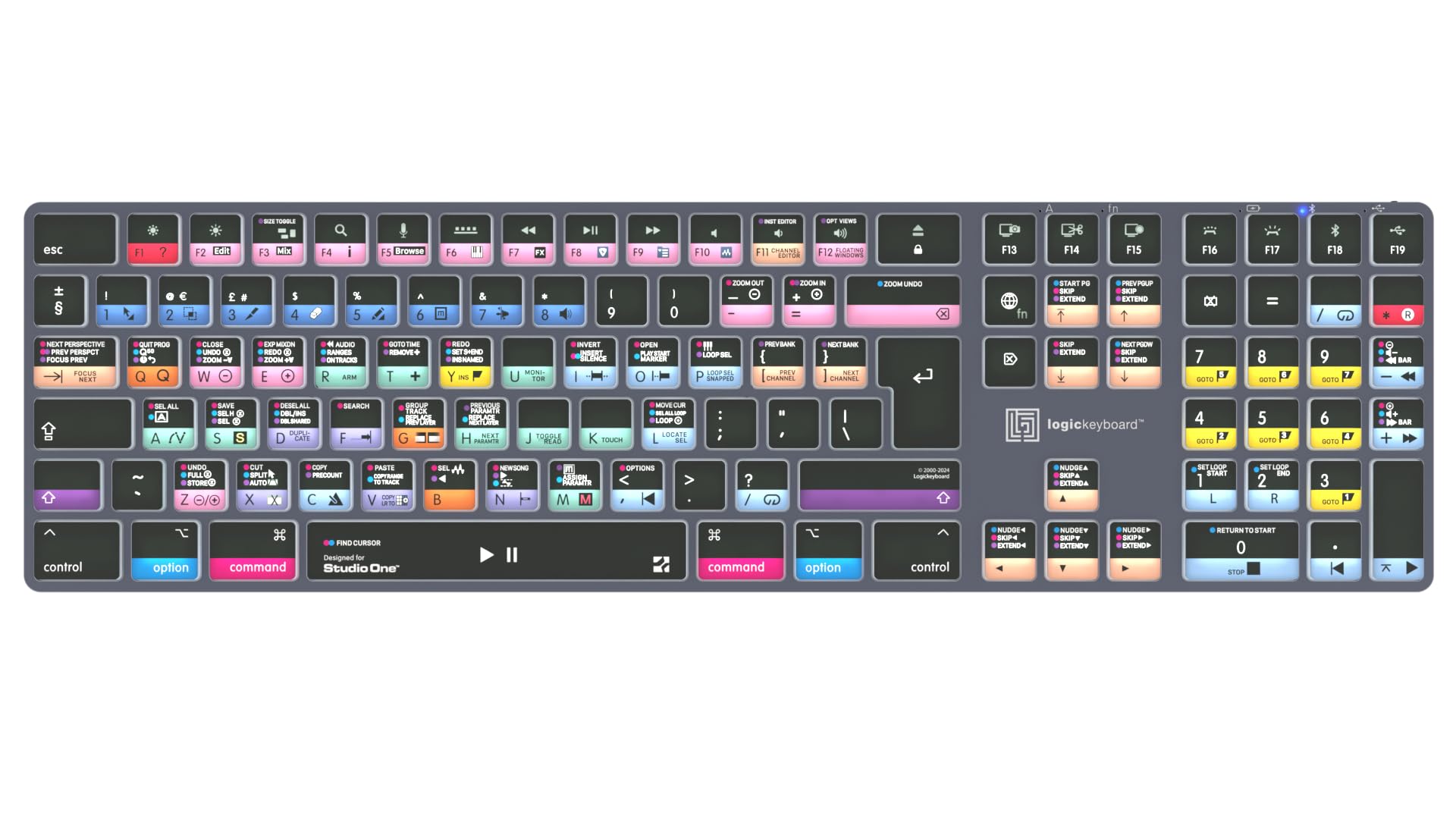 LOGICKEYBOARD Retroilluminato wireless "Titan" progettato per l'editing in Studio One • p/n LKB-PSO3-TM-UK