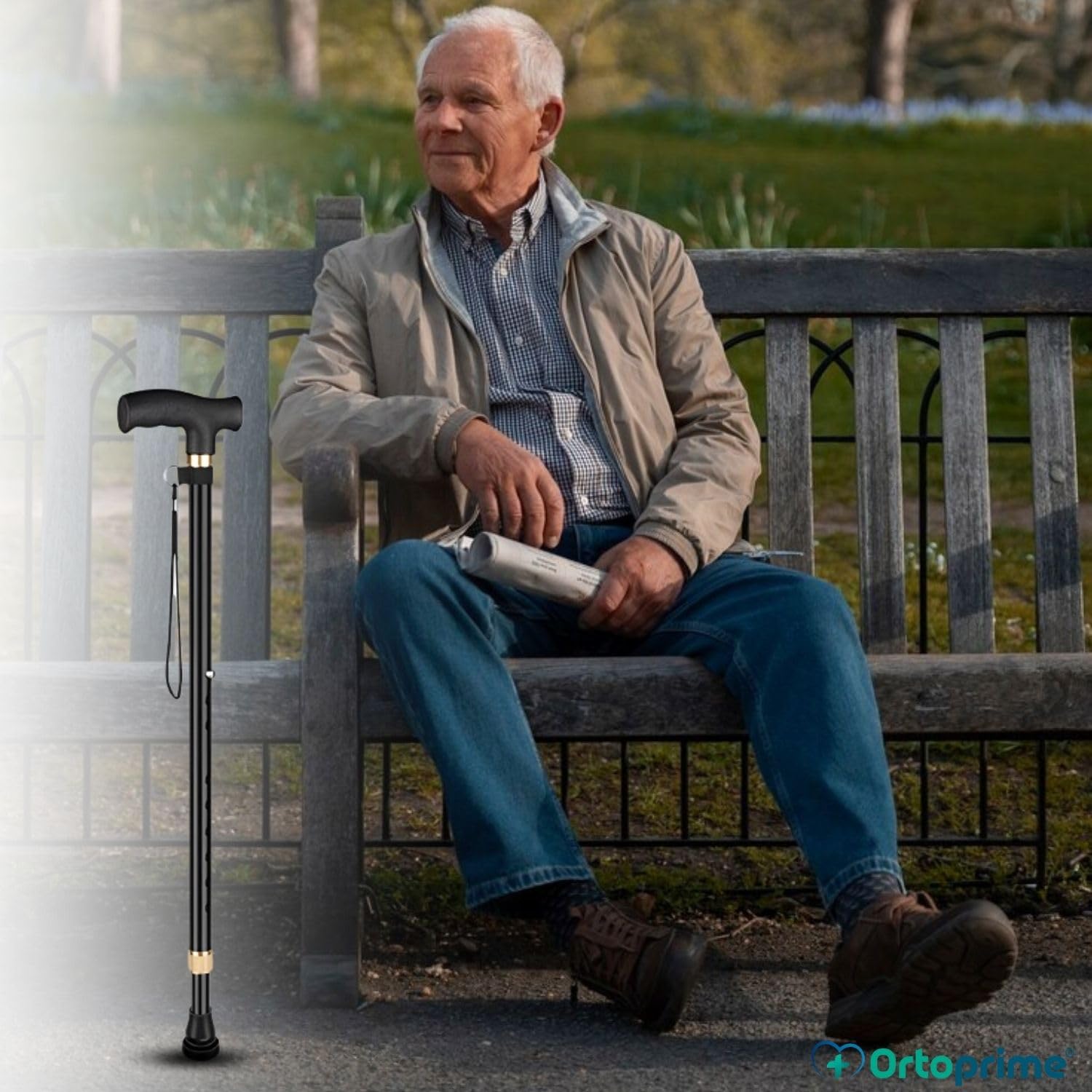 OrtoPrime Bastón 4 Patas Ergonómico Bastón Cuadrípode - Bastones para Mayores Regulables - Bastones Ortopédicos Mujer Y Hombre Baston Anciano -Bastones para Caminar Modernos Baston con Cuatro Apoyos