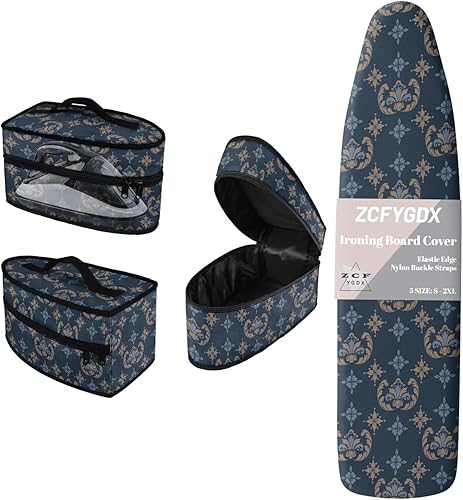 Miniatura 23 de Juego de funda para tabla de planchar con funda organizadora de hierro, 17 x 49 pulgadas, resistente al calor, 3 correas de sujeción ajustables,