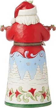 Enesco Jim Shore Heartwood Creek 18th Annual Song Series Christmas Day Santa with Bells Figurine- Stone Resin Hand Painted Crafted Collectible Santa Figurines Christmas Home Decor Statue, 10.04 Inch