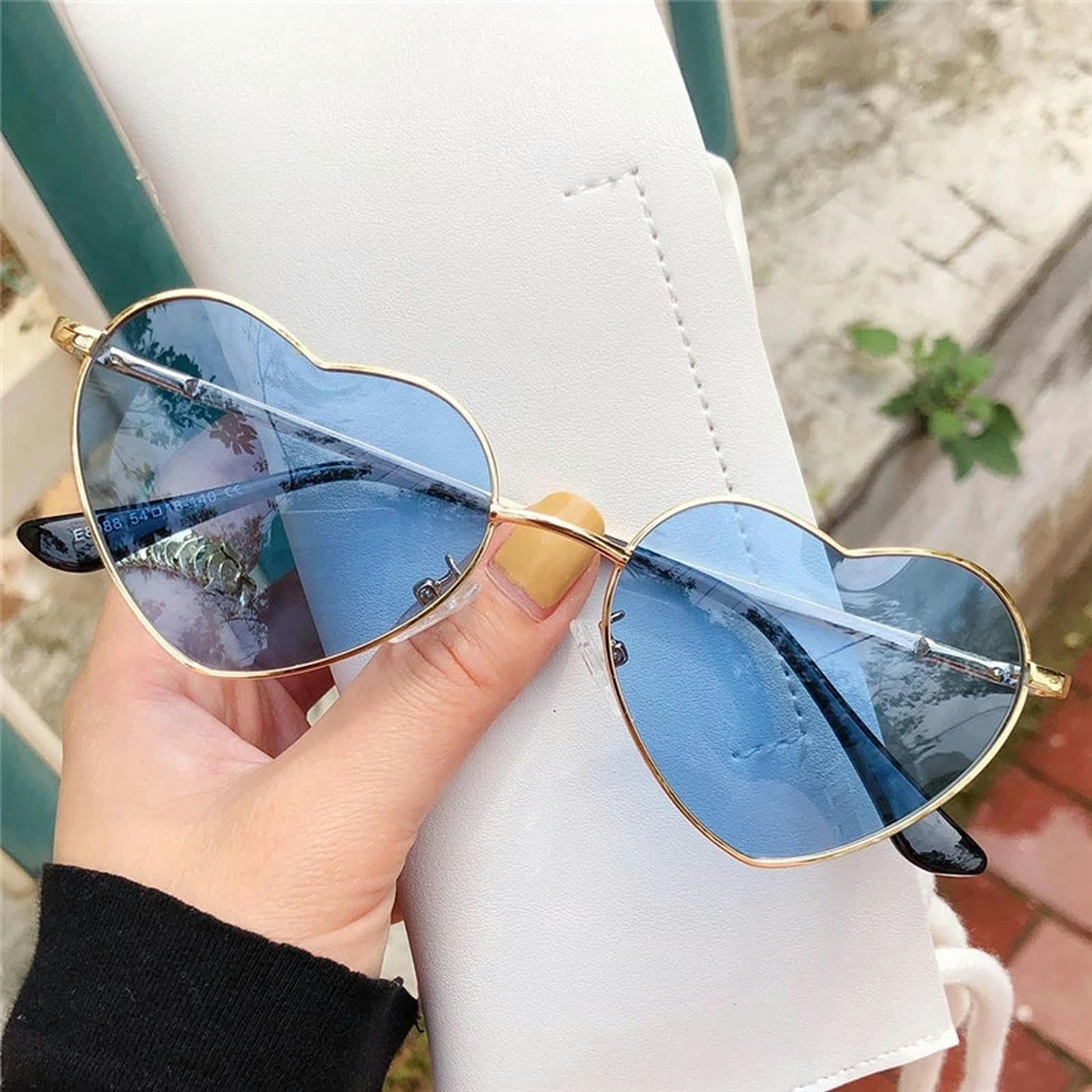 NOGRAX Okulary metalowe okulary przeciwsłoneczne w kształcie serca gradientowe gogle outdoorowe damskie okulary przeciwsłoneczne odcienie metalowe okulary przeciwsłoneczne