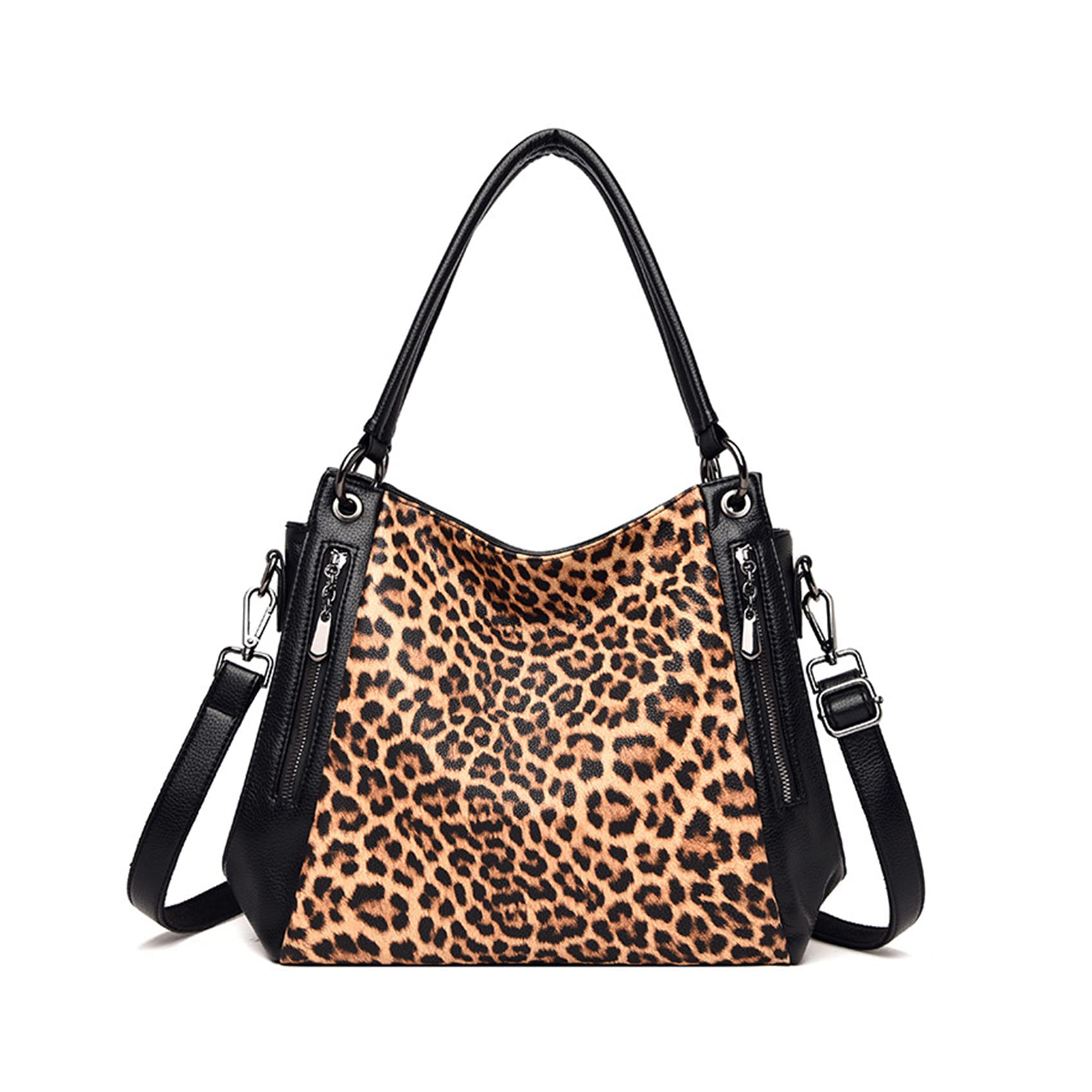 NOTAG Bolsos de mano para mujer, elegantes bolsos de mano con estampado de leopardo para mujer, bolso cruzado de piel sintética suave, múltiples bolsillos con asa superior, Estampado de leopardo,