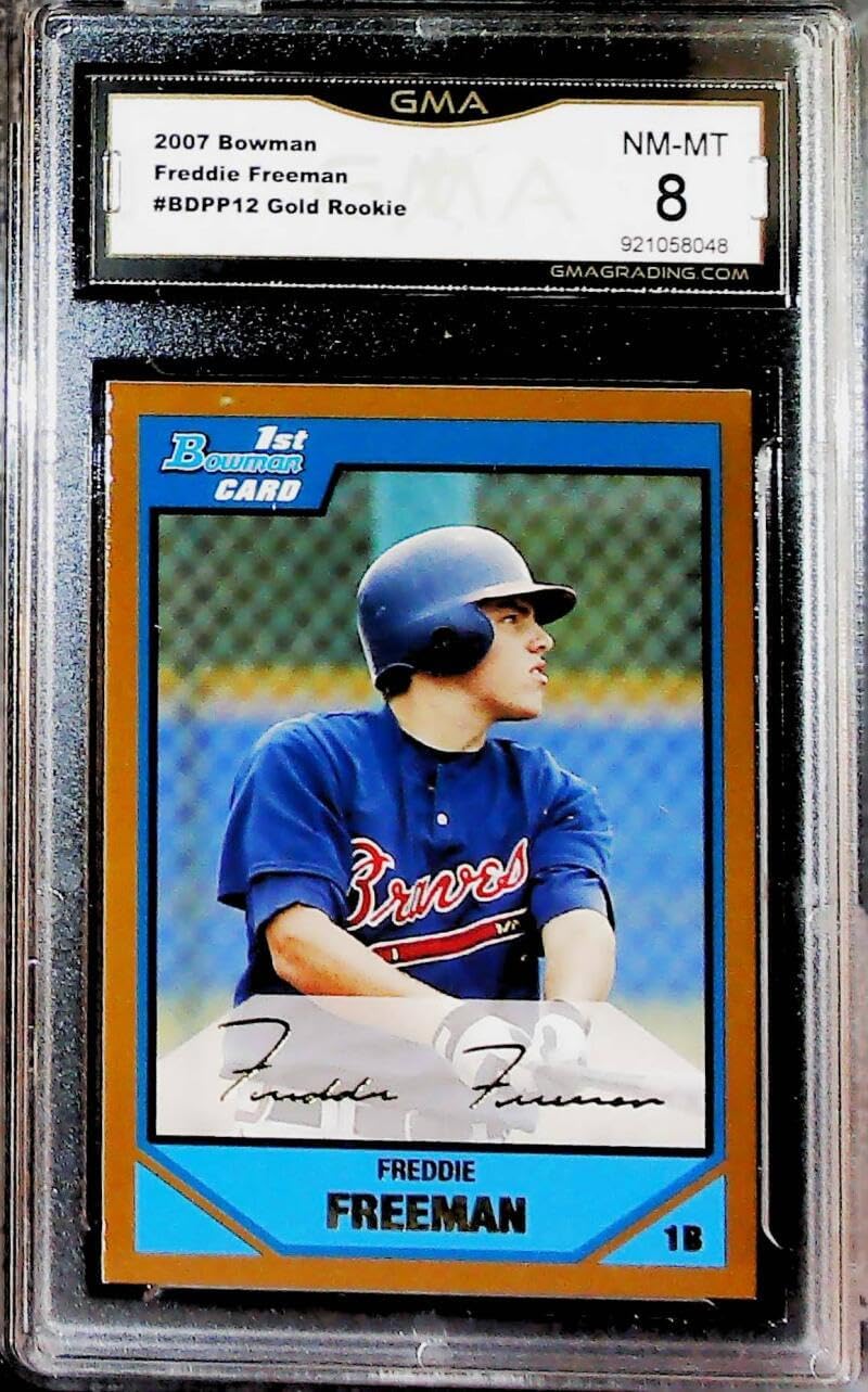 2007 Bowman Draft Picks Gold Baseball #BDPP12 Freddie Freeman 1ST Bowman Card Atlanta Braves GMA 8 NM-MT