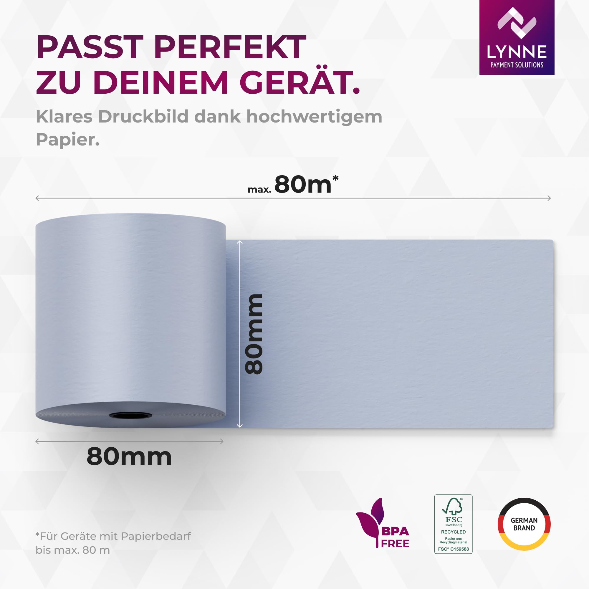 ÖKO Thermorollen 80mm x 80m x 12mm - Kassenrollen - Bonrollen für Registrierkasse mit Bondrucker - Thermopapier Phenolfreie (40 Rollen)