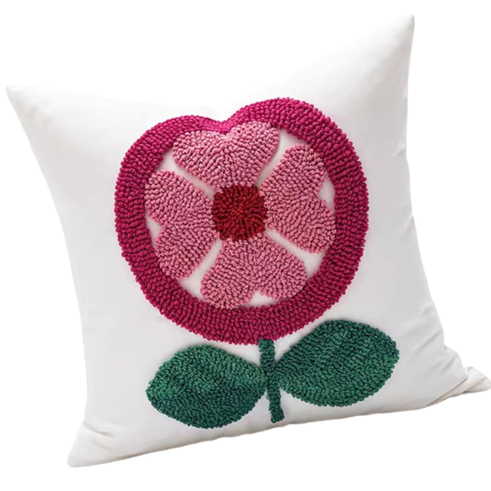 Nucelit Redness Heart and Flower Patterned Embroidered Pillows Covers Cotton Canvas Cushions Covers for Decorative Use Home Embroidered Throw Pillows
