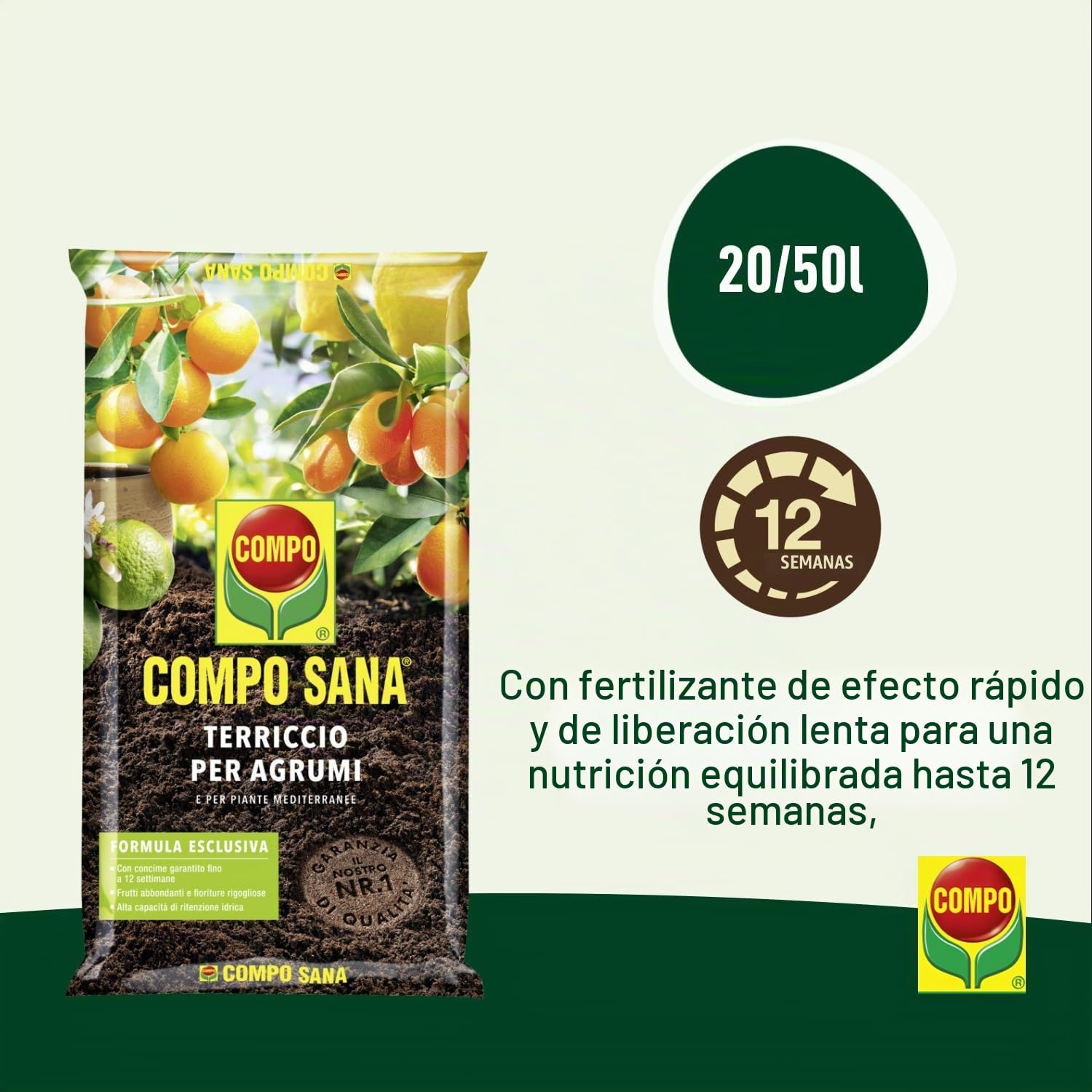 Compo Sana - Sustrato de calidad específico para el Cultivo de cítricos, Saco de 50 litros