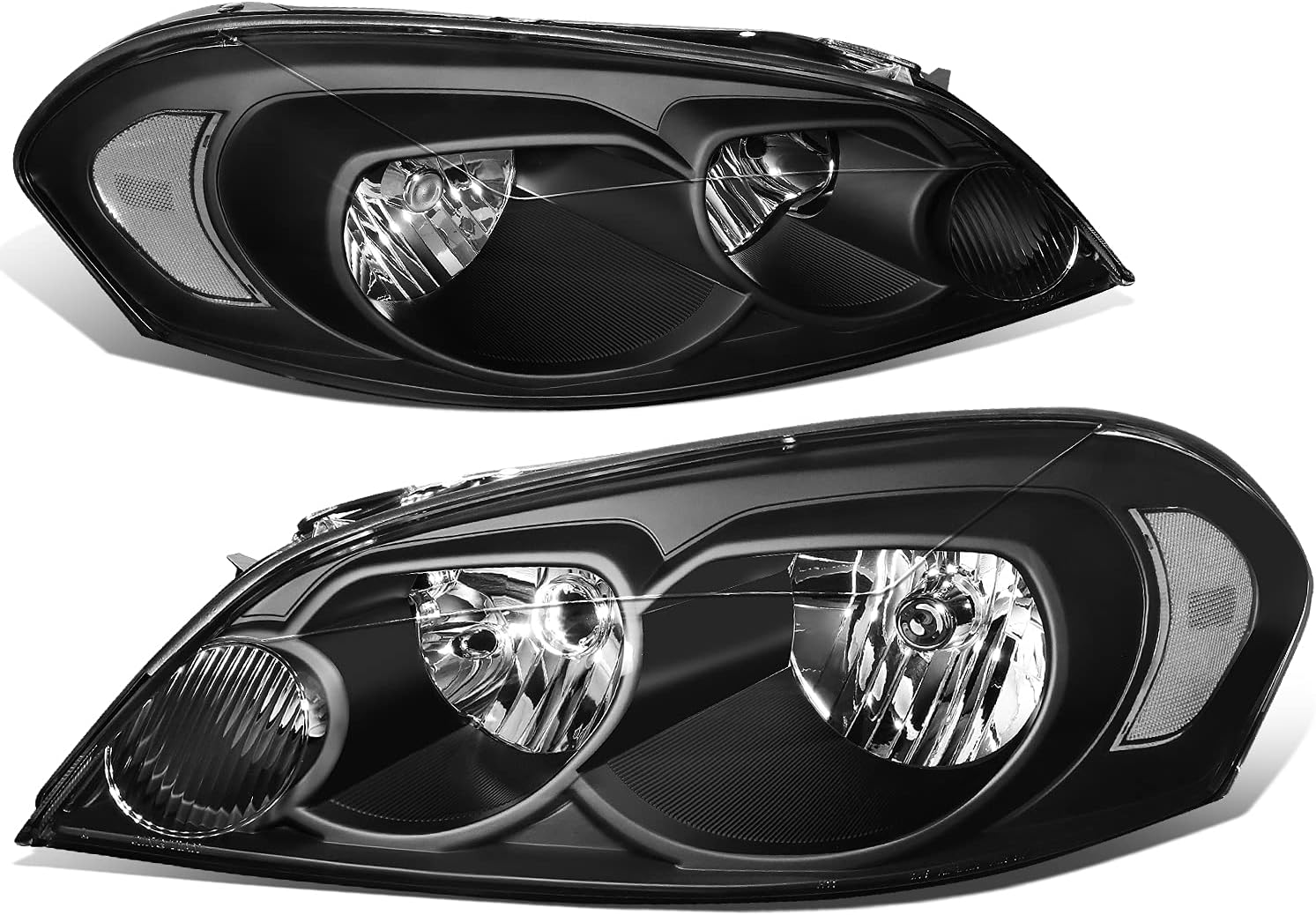 DNA Motoring HL-OH-CI06-BK-CL1 Black Housing Headlights Compatible with 06-13 Impala