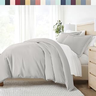 ienjoy Home Hotel Collection Soft Brushed Microfiber Duvet Cover Set, Queen, Light Gray