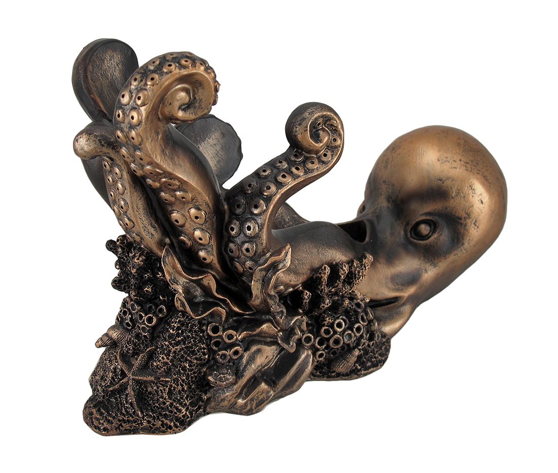 Zeckos Octopus Wine Holder Aged Bronze Metallic Finish Bottle Display