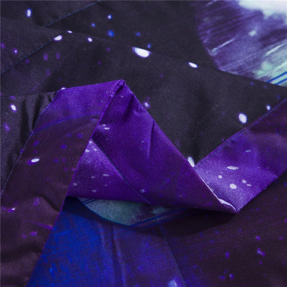 NTBED Galaxy Comforter Set Full Size Purple 3-Pieces Microfiber Universe Reversible Quilt Sky Oil Printing Outer Space Bedding for Boys Teens Girls Kids (Purple, Full)