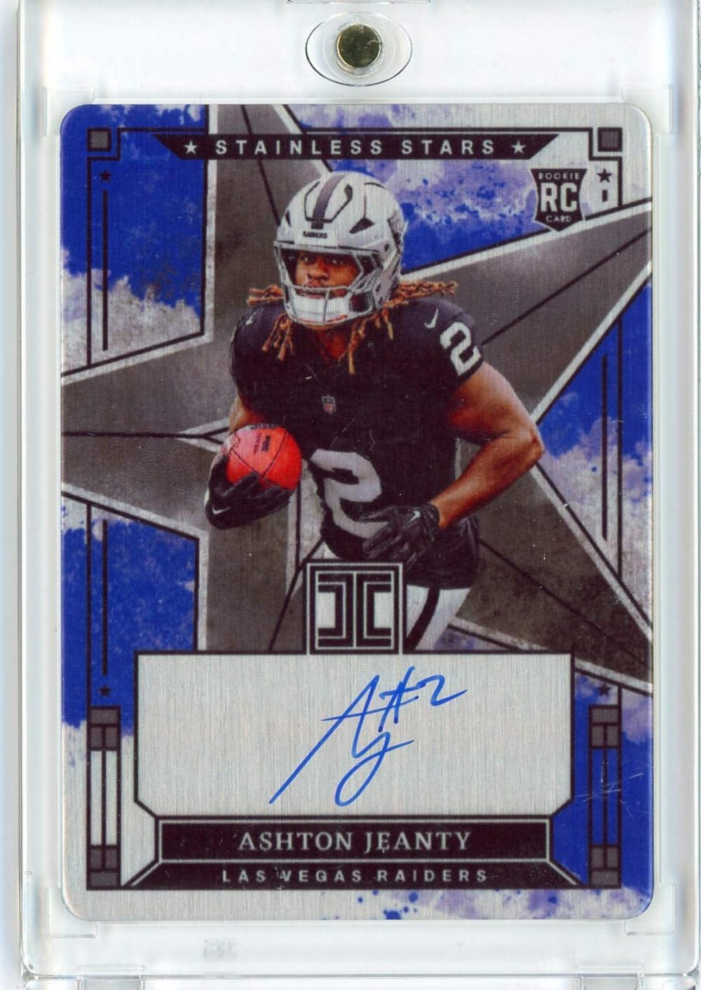 2025 Panini Impeccable Ashton Jeanty #SSAJY Stainless Stars Rookie Auto /49 Las Vegas Raiders Rookie RC Football Card