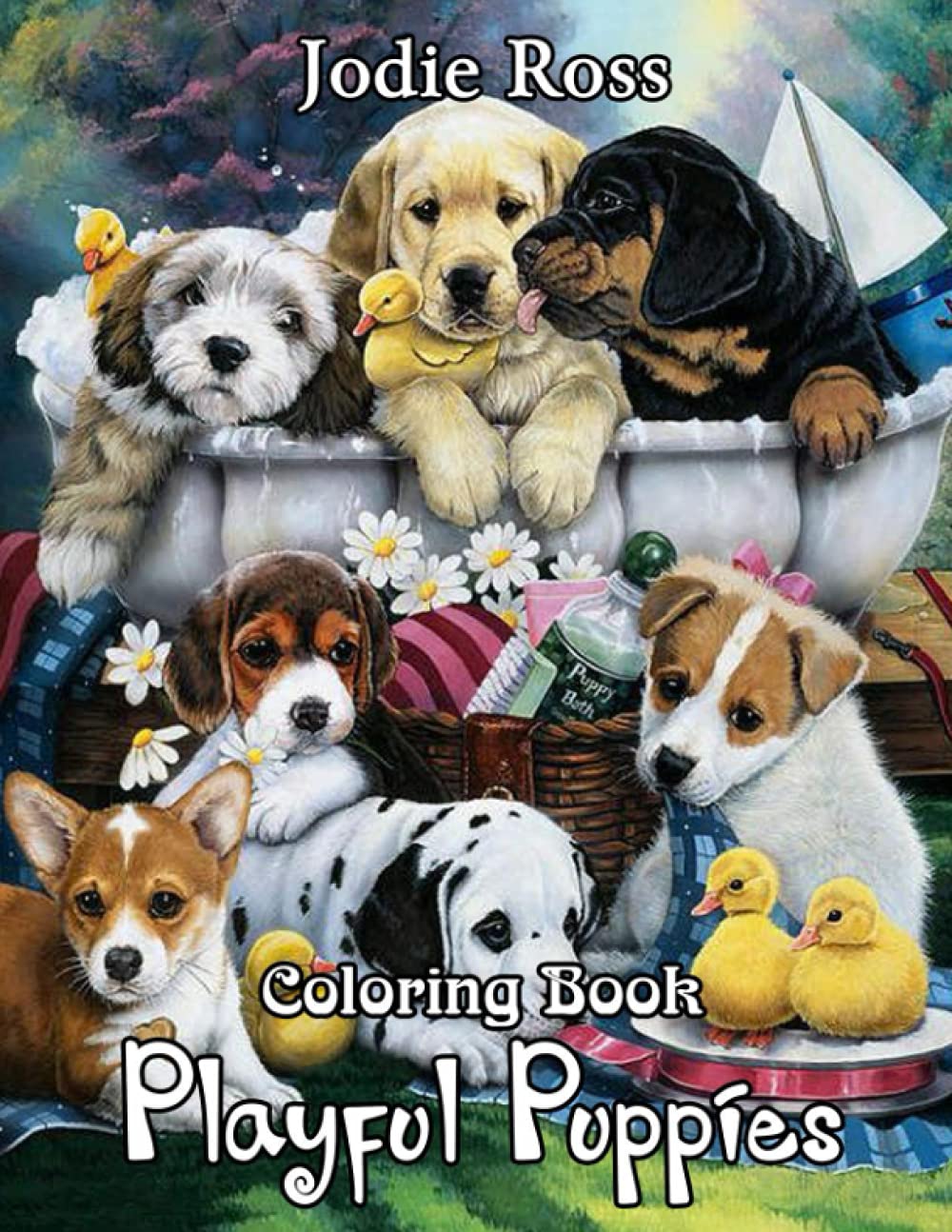 Playful Puppies Coloring Book: Adorable Puppies, Playful dog Coloring Book, Creative Haven Coloring Book