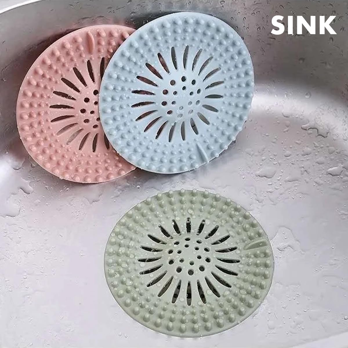 Acchiappasogni per scarico doccia, in materiale TPR, flessibile, anti-intasamento, per bagno, vasca, doccia, lavandino e cucina, confezione da 4