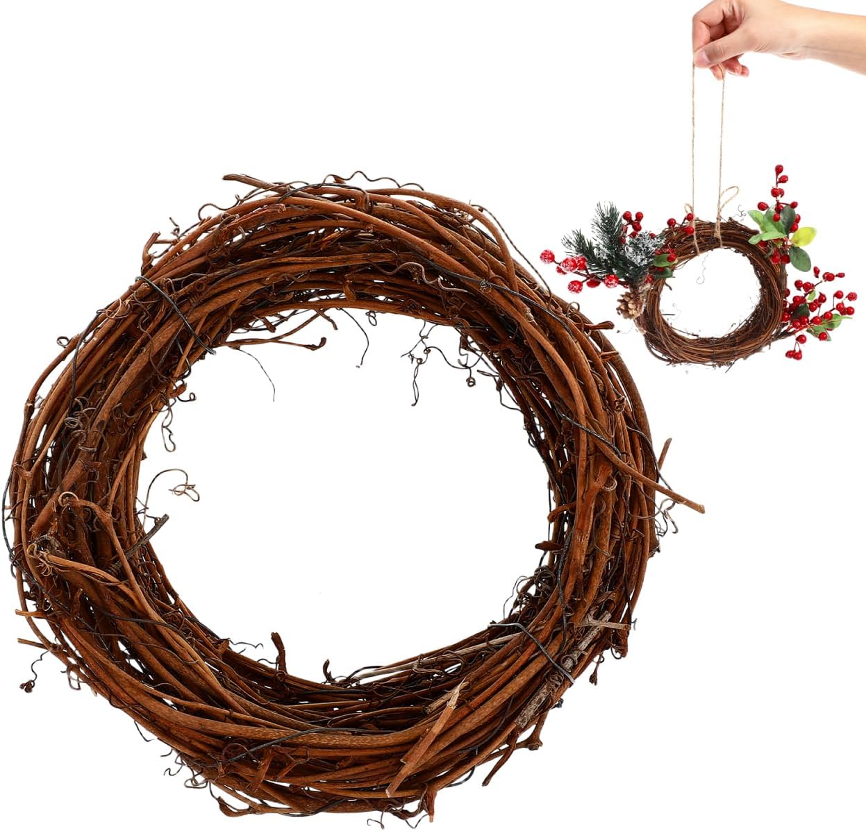 15ft Natural Grapevine Garland Decor, 5.9 Inch Grapevine Wreath for Crafts, Twig Vine Garland for Wedding Easter Spring Home Decoration