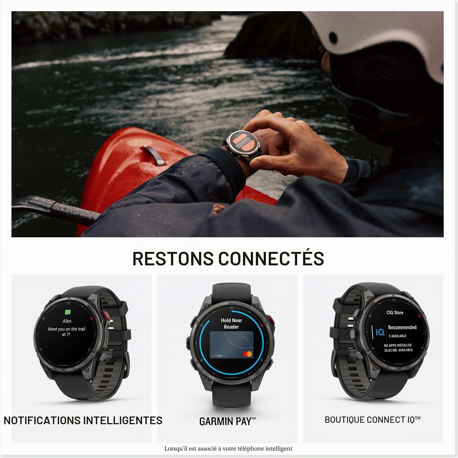 Garmin fēnix 8 Pro, 51 mm, écran AMOLED, Montre Intelligente GPS Multisports connectée, Technologie inReach, Saphir, Titane DLC Gris Carbone avec Bracelet en Silicone Noir/Gris Galet