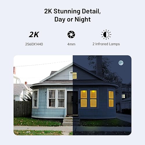 Miniatura 2 de Cámaras de seguridad inalámbricas para exteriores, cámaras WiFi alimentadas por batería 2K para seguridad en el hogar, cámara de vigilancia con