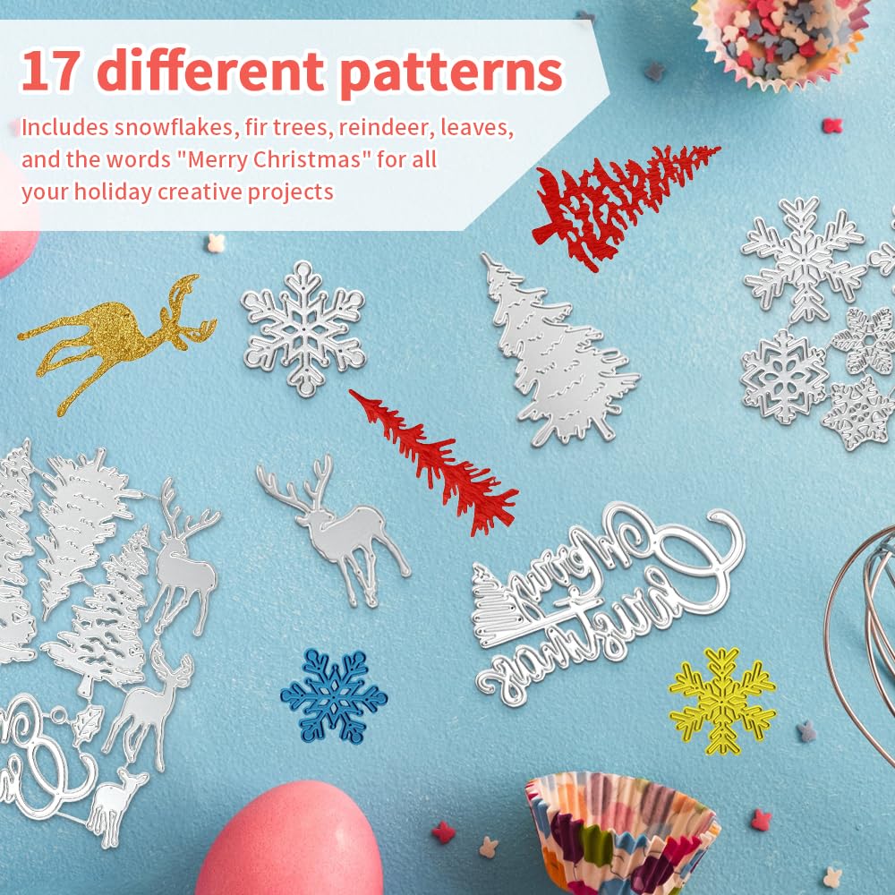 Fustelle Natalizie a Forma di Albero di Natale e Fiocco di Neve, Fustelle in Metallo 3D per Scrapbooking