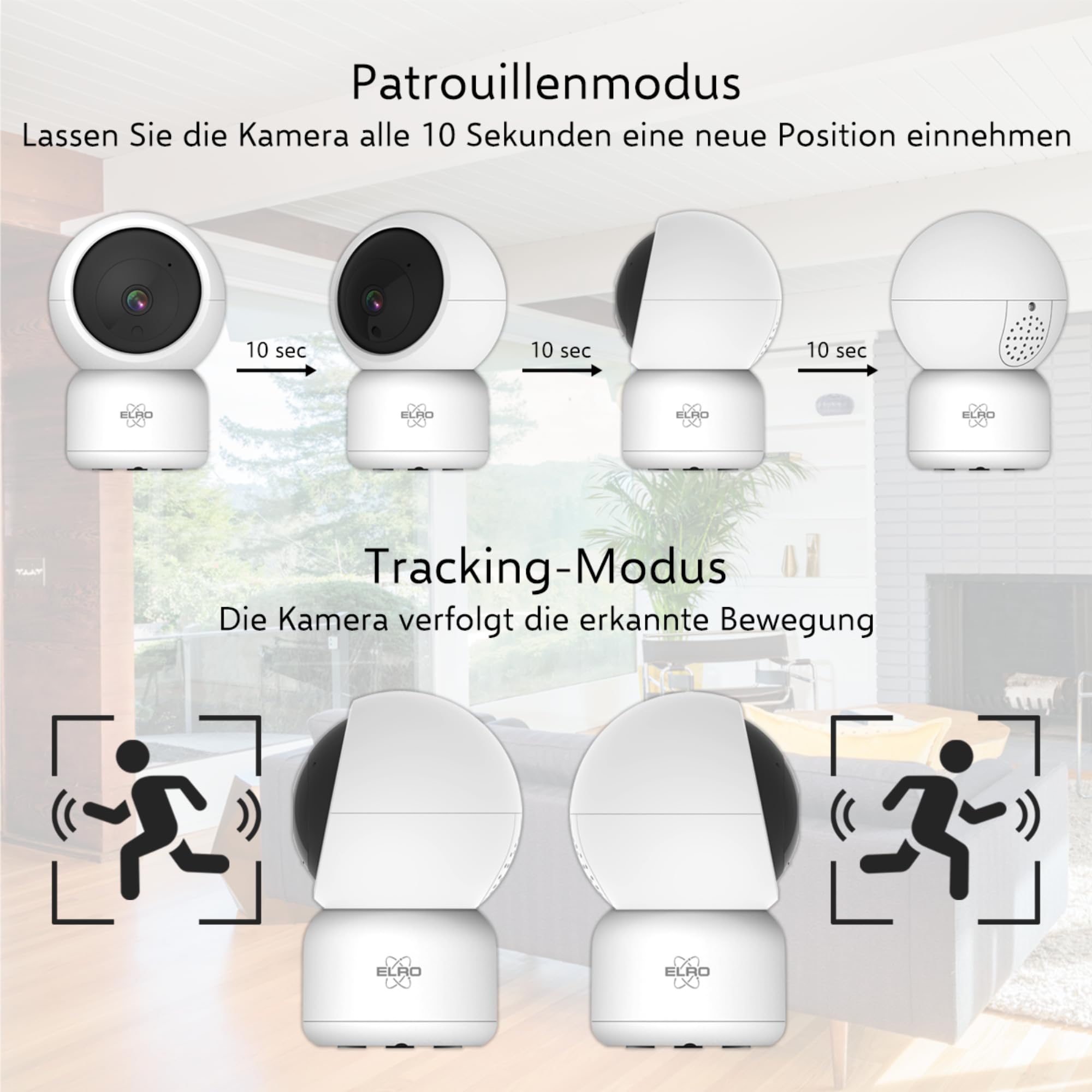 ELRO CI5000 Innen WiFi IP Überwachungskamera mit Bewegungssensor und Nachtsicht - Full HD 1080P Überwachungskamera mit Sirene
