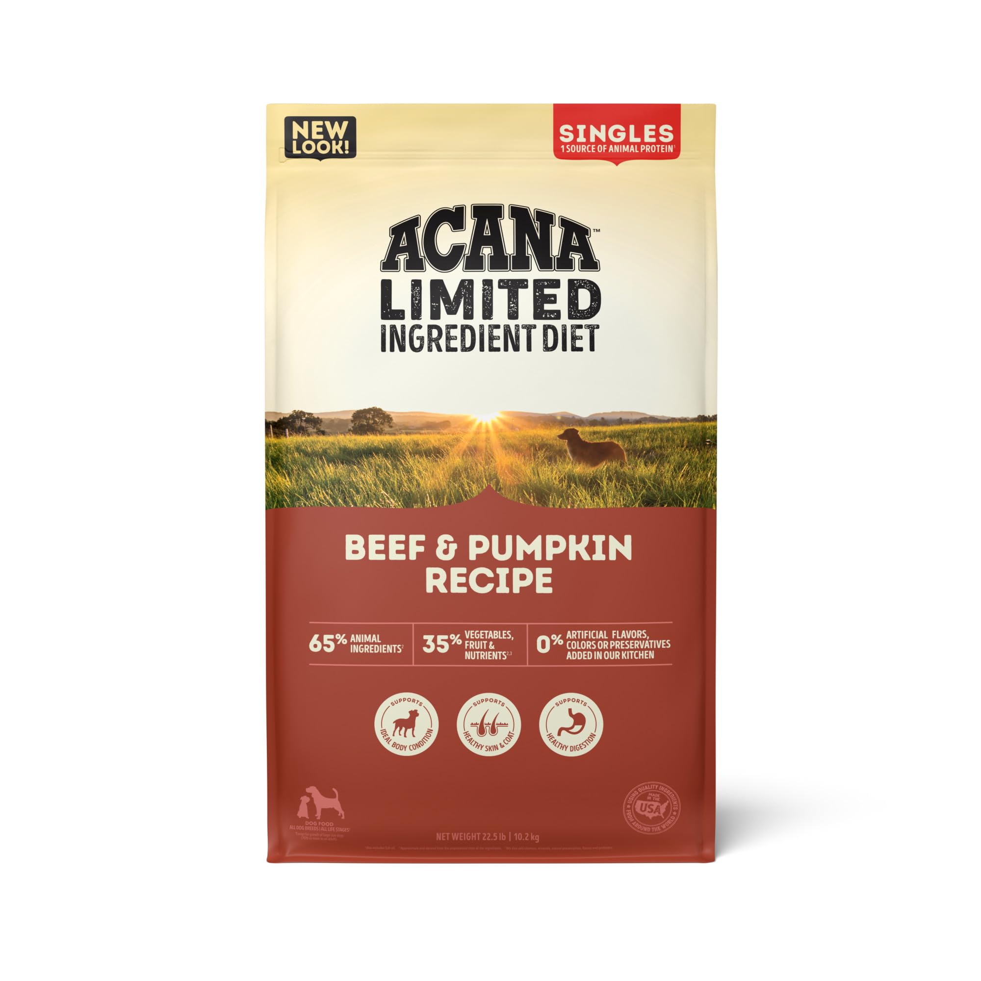 ACANA Singles Limited Ingredient Dry Dog Food, Beef & Pumpkin Recipe, Grain Free Beef Dry Dog Food, 22.5lb