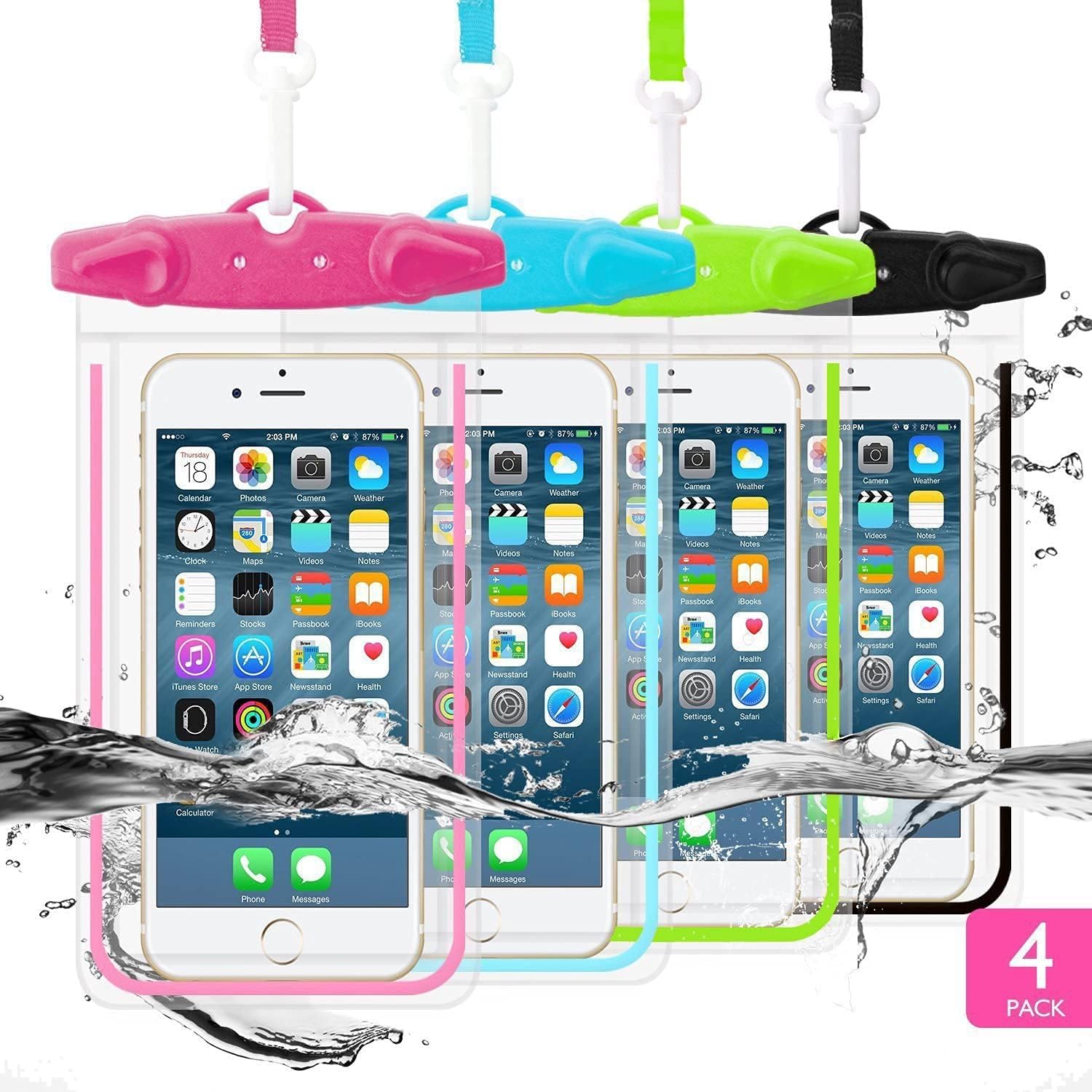 Universal Waterproof Phone Pouch, 4 Pack Waterproof Phone