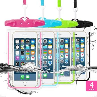 Universal Waterproof Phone Pouch, 4 Pack Waterproof Phone Case for iPhone 17/16/15/14 Pro Max Samsung Galaxy Note up to 6.9", IPX8 Cellphone Dry Bag Beach Essentials, Lanyard Included