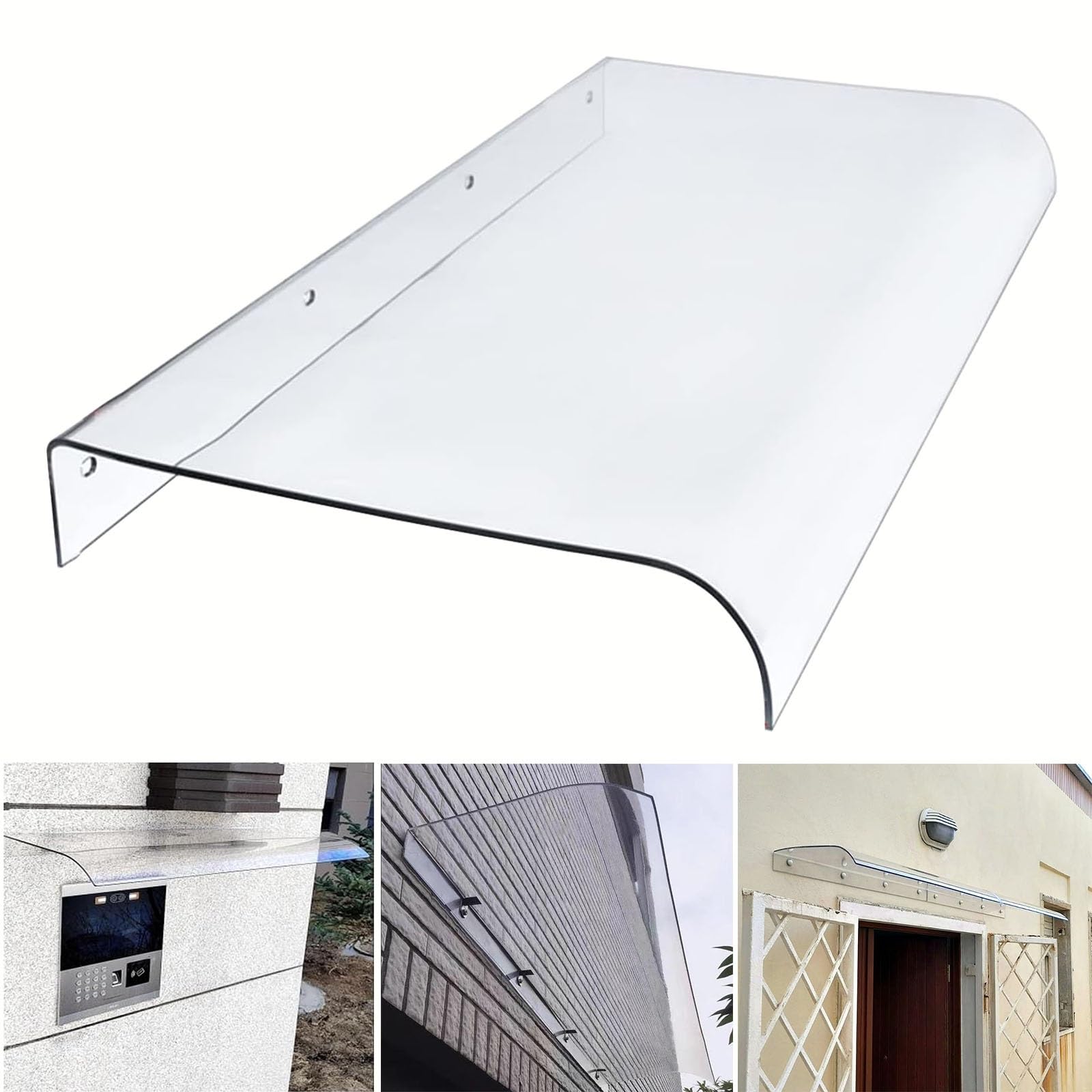 LWJSOCP Outdoor Canopy for Front Door - Polycarbonate Window Aw Rain Shelter Sun Protection 16"x87" Roof Cover for Entryway Weather-Resistant Easy Install