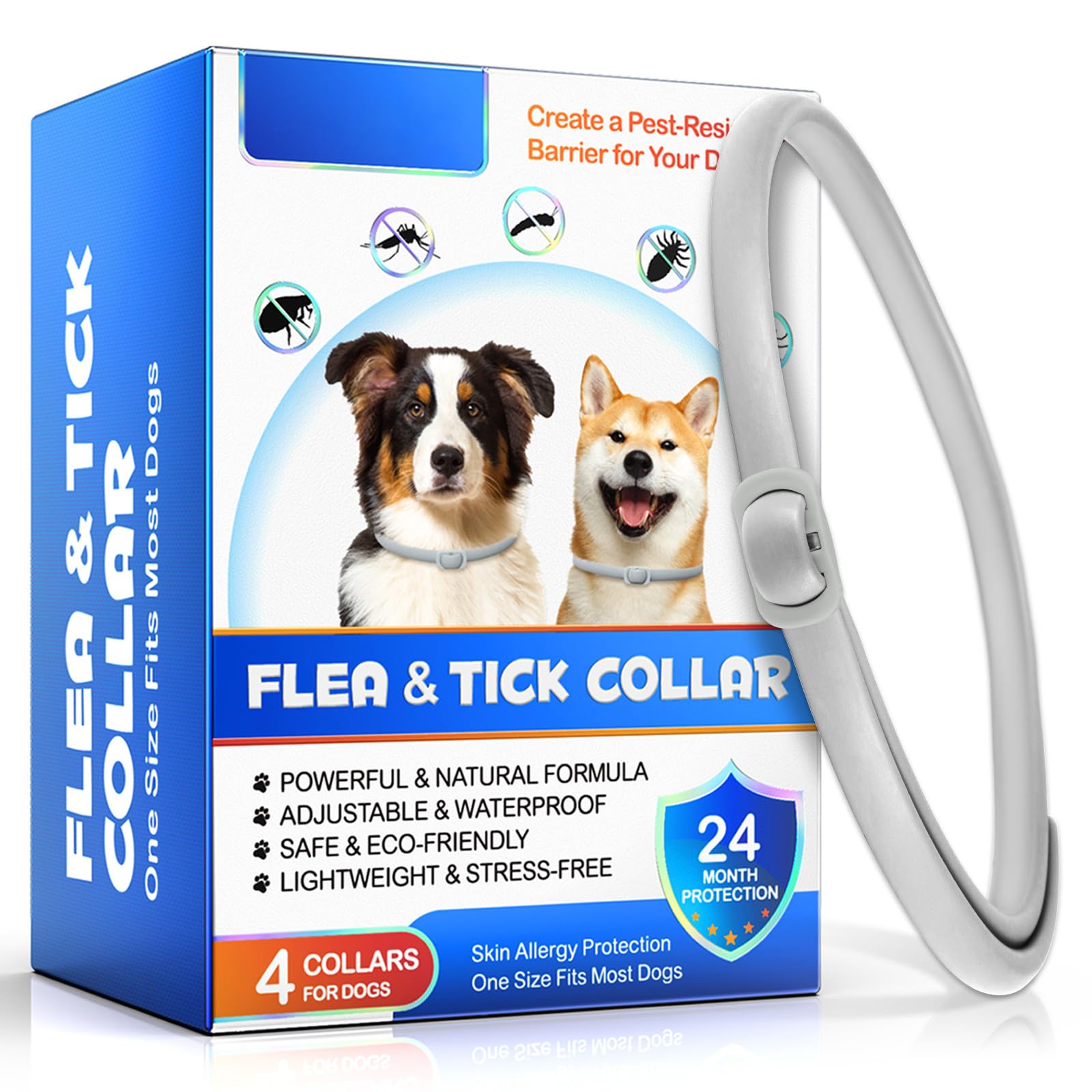 Collar perro, 4 piezas de collares para perros, adecuado para perros más de 7 semanas, 60cm