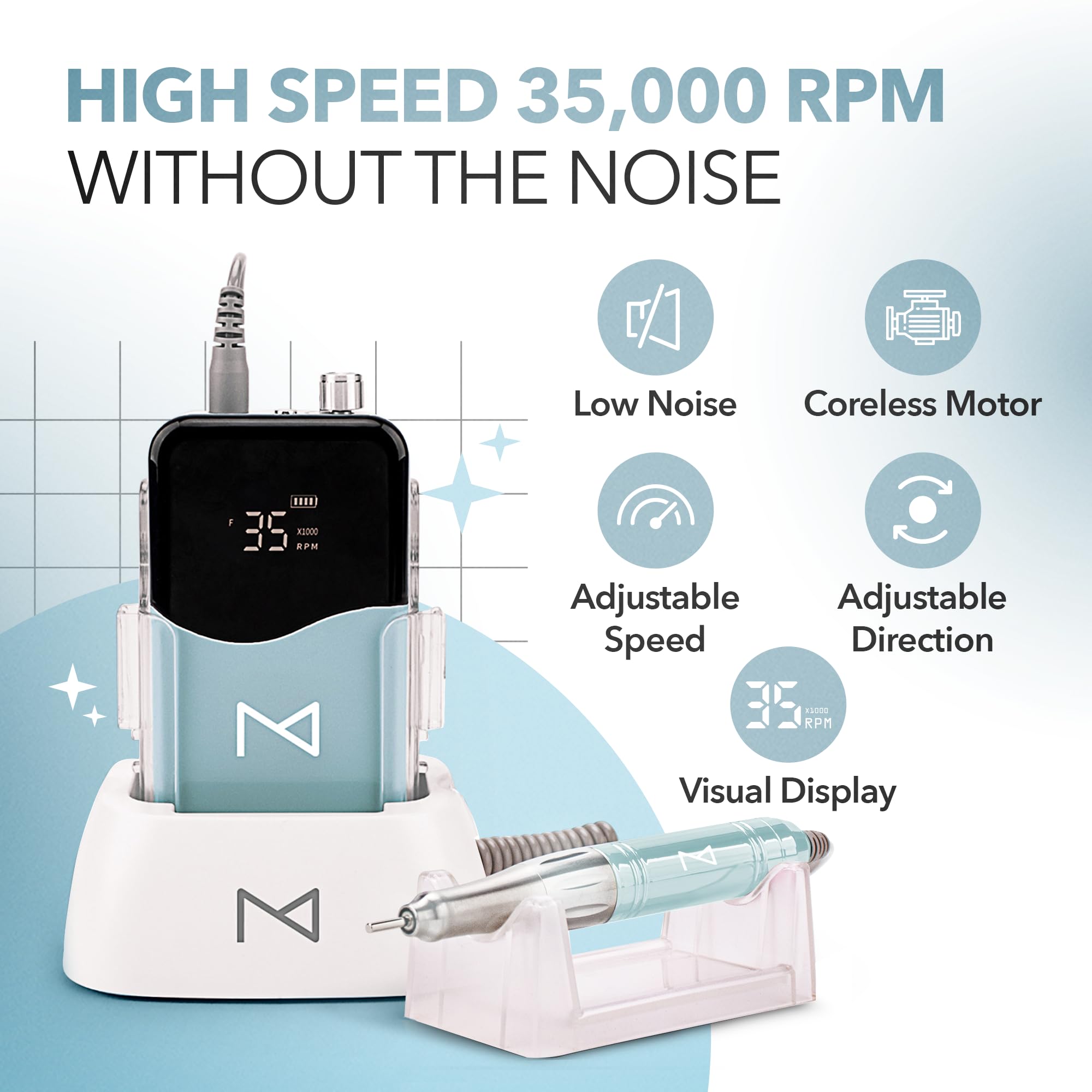 Amazon.com: M Mase- Professional Nail Drill Machine - Coreless 2