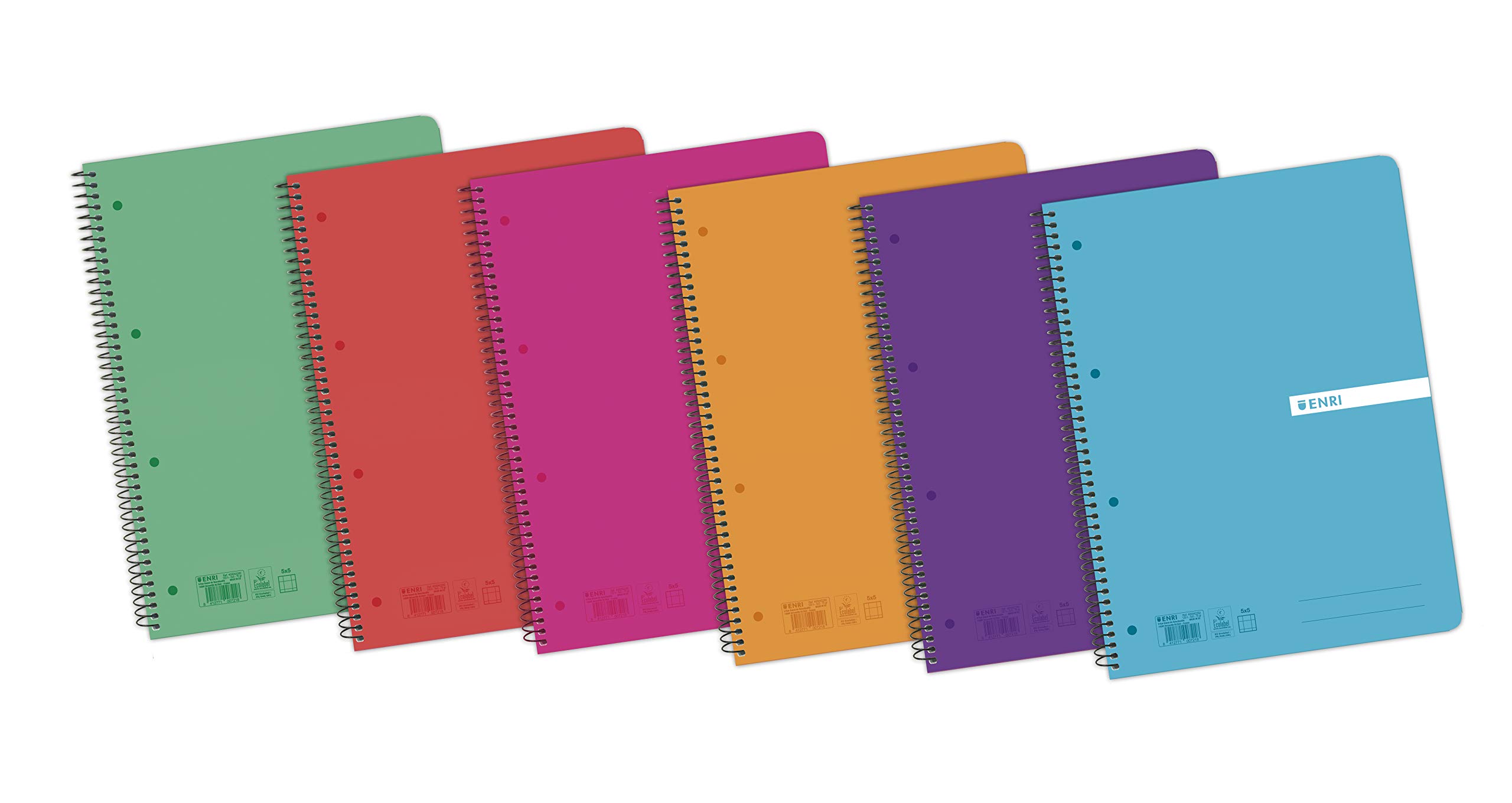 Enri Status 400042282 – Pack de 5 Cahier travaux pratiques reliure spirale, couvercle en plastique transparent, A4 +