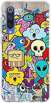 Xiaomi Mi 9 SE ile Uyumlu Grafiti Doodle Tasar ml   effaf Silikon K l f
