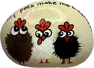 My pets make me breakfast Chicken Decorative hand painted rocks, garden stones, and bricks for indoor and outdoor use (3"-5") Medium (5"-8") Large (Large)