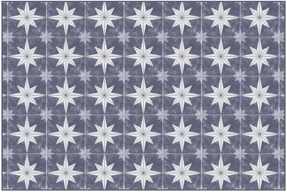 Carolina Creekhouse Vinyl Rug | Aurora 076853CJ | Vinyl Floor Mat | Decorative, Vintage, Waterproof, Eco-Friendly, Non-Slip | Blue, 6'x8'