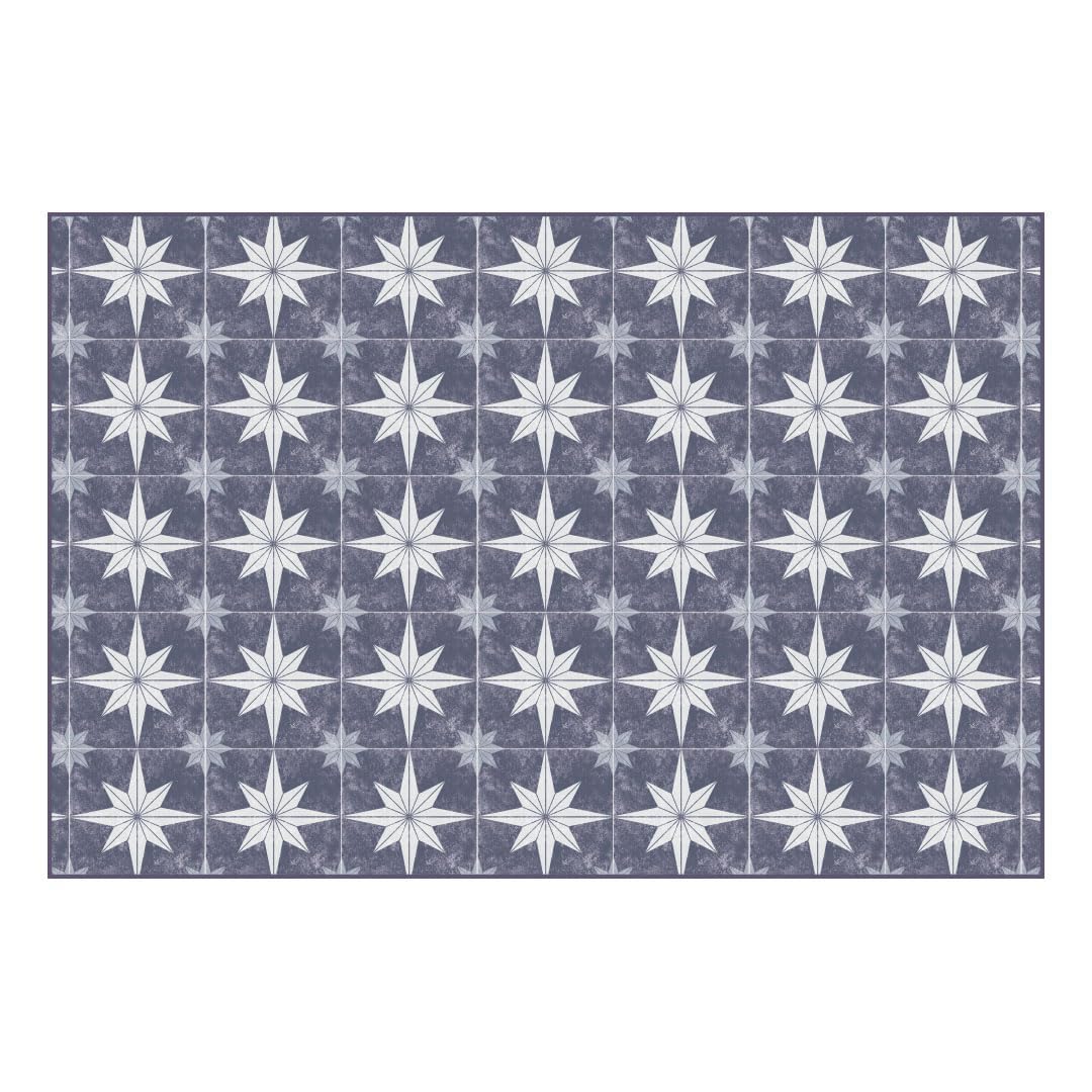 Carolina Creekhouse Vinyl Rug | Aurora 076853UA | Vinyl Floor Mat | Decorative, Vintage, Waterproof, Eco-Friendly, Non-Slip | Blue, 2'x3'
