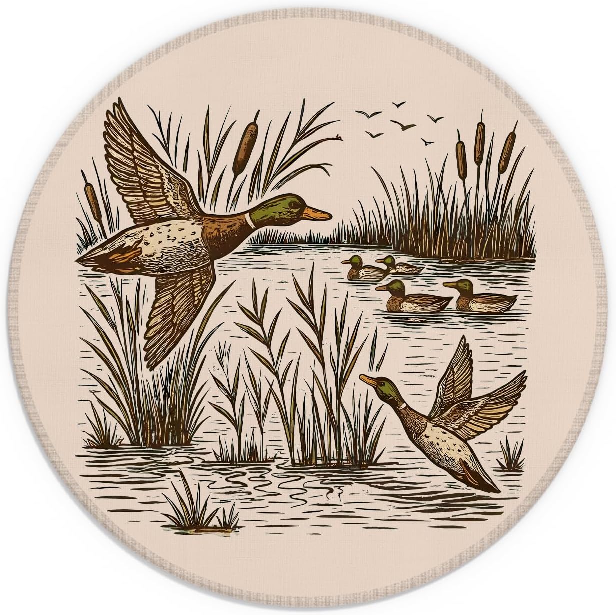 Vintage Mallard Duck Mouse Pad for Desk, Duck Lover Gifts, Country Waterfowl Ducks Mousepads for Wireless Mouse Computers Laptop Home Office Supplies Accessories, 8.7x8.7 inches