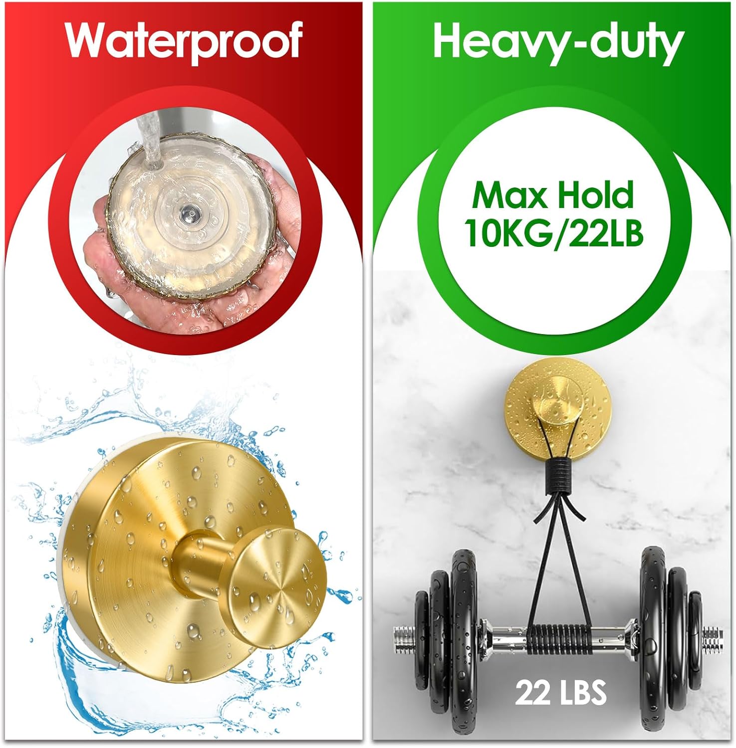 Gold Wreath-Hanger, 22 LB Strong Stainless Steel Suction-Cup-Wreath-Hooks, 2 Pack Wreath-Door-Hanger Fall Halloween Christmas Decorations, Welcome Sign for Front Door Indoor Outdoor, Reusable Holder