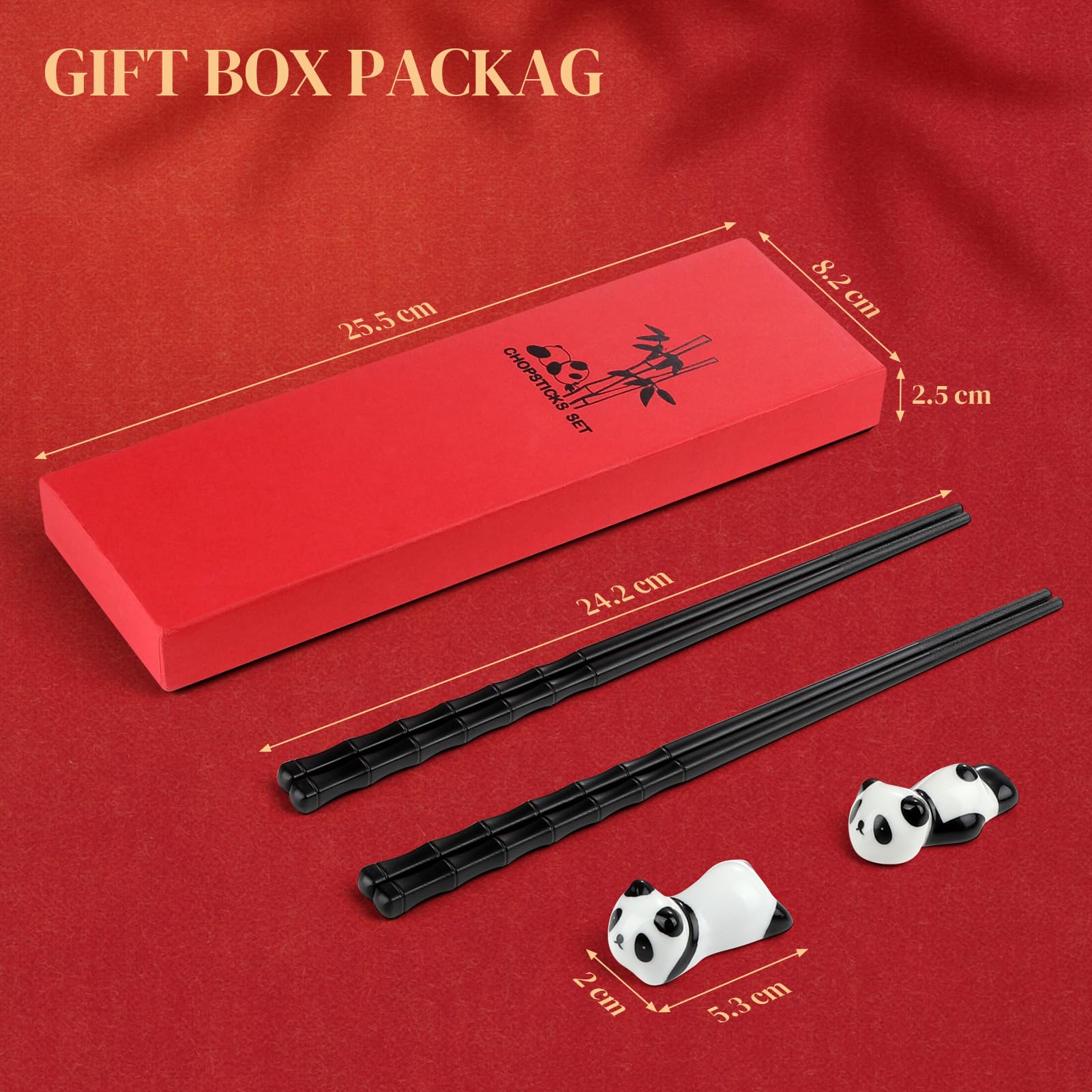 Ensemble Baguettes Chinoises Authentiques Avec Porte-baguettes Panda - Neuf