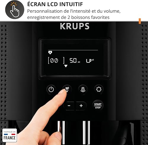 Krups Essential Coffee Machine Bean Grinder Espresso Coffee Maker LCD Display Automatic Cleaning Black Cappuccino Steam Nozzle YY8135FD - 5