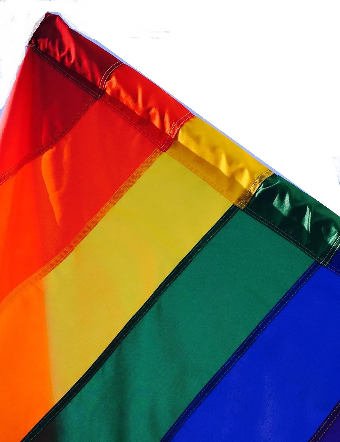 2.5x4 FT Deluxe Rainbow Gay Pride Flag With Pole Sleeve and Leather Tab "Fully Sewn Stripes" Nylon US Made WindStrong® Commercial Series For Outdoor Use