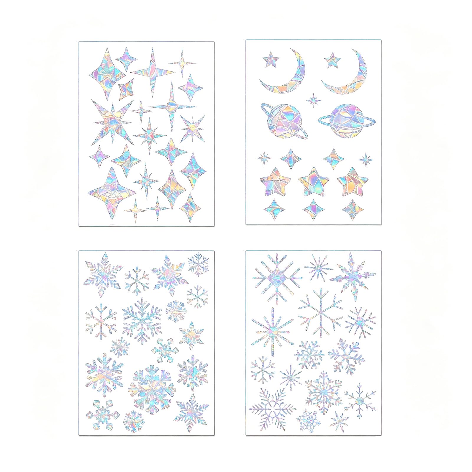 Rainbow Prism Window Stickers, Anti-Collision Static Cling Window Decals, Reusable Sun Catcher Decor for Home & Party (4 Pack)