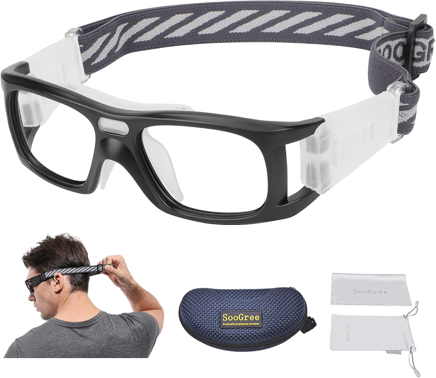 Sports Goggles Glasses - Basketball Protective Eyewear with Removable Lens and Adjustable Goggles Strap