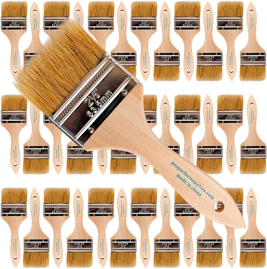 Pro Grade - Chip Paint Brushes - 36 Ea 2.5 Inch Chip Paint Brush Light Brown