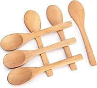 Vista 1 de HANSGO - Cucharas pequeñas de madera, 6 unidades, cucharas de madera para comer miel, café, té, mermelada, sales de baño, 15 centímetros