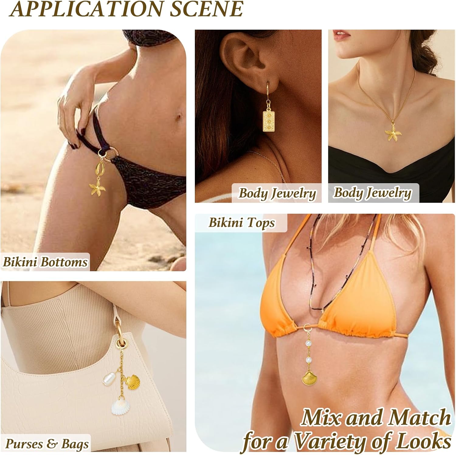Gold Bikini Charms for Jewelry Making Keychain Beach Swimsuit Charms Pendant for Earring Necklace Purse Bag