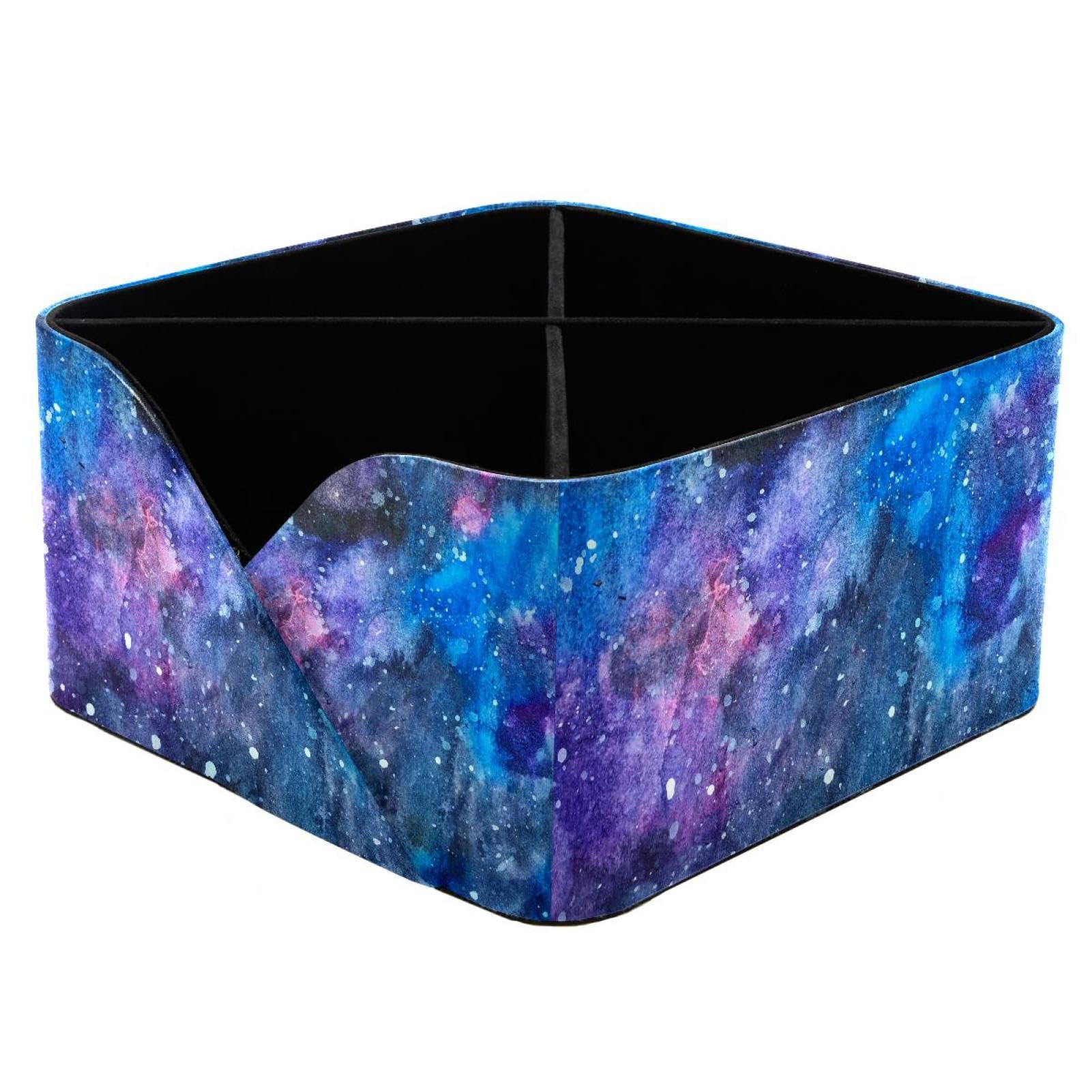 KengjuTesu Watercolor Galaxy Painting Desktop Organizer Pen Holder, Rectangular Pencil Cup for Office, Study and Makeup Stations