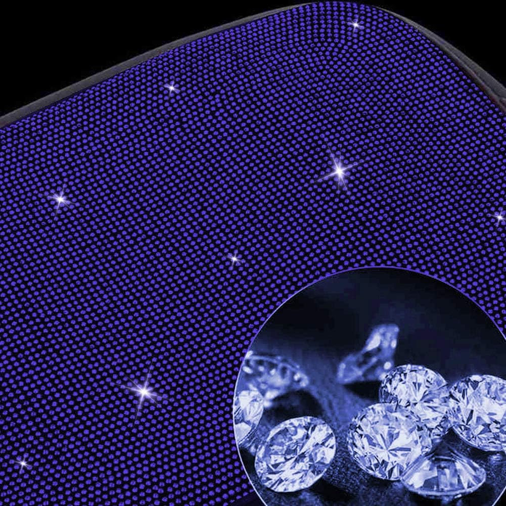 Blue Rhinestone Car Trash Can,Bling Bling Shiny Colorful Car Protective Diamond Cover Universal Vehicle Decoration Accessories Set for Women Girls