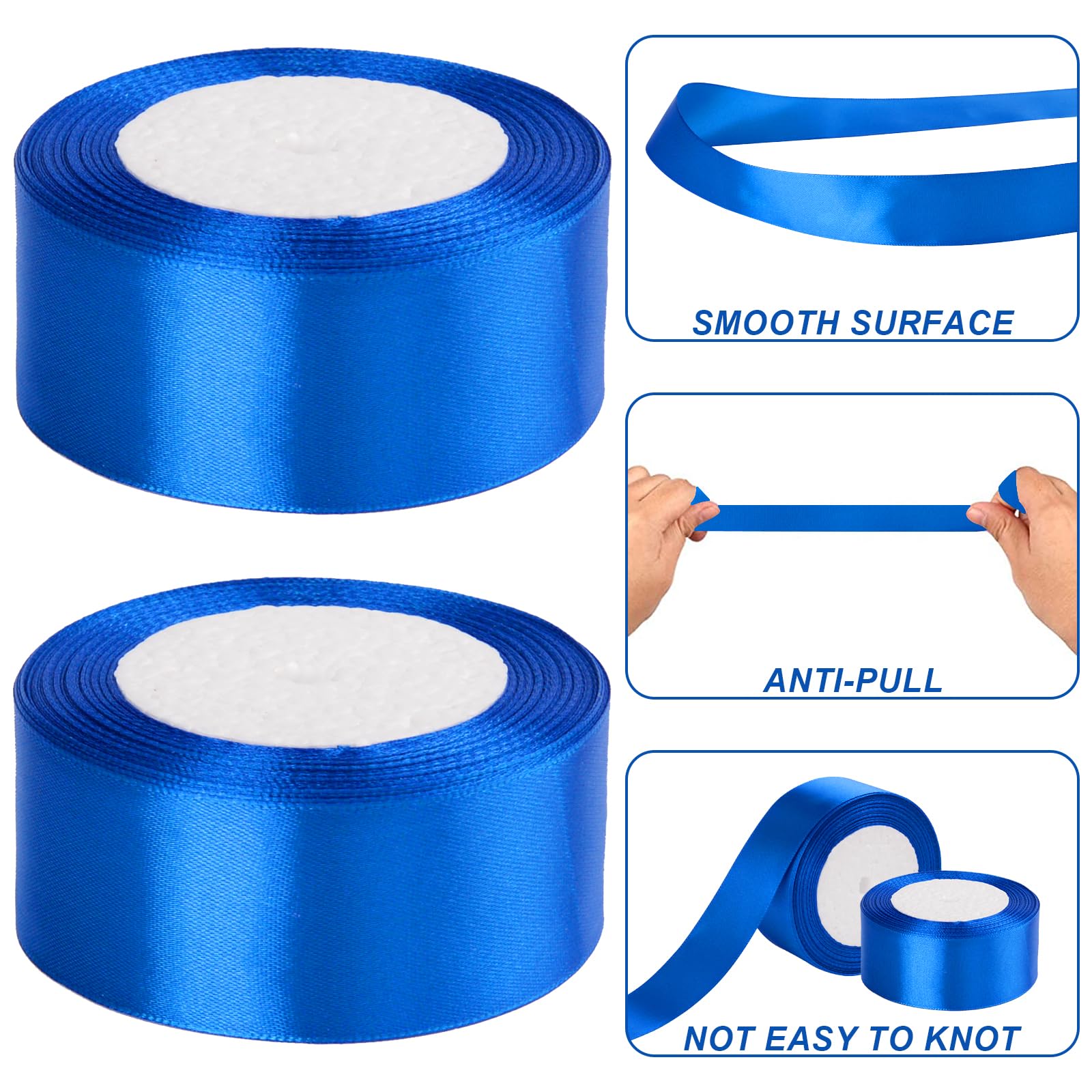 KEYIDO Blue Ribbon, 40mm x 44 Metres(50 Yards) Wide Ribbon, Thick Blue Satin Ribbons for Gift Wrapping, Hair Bow, Florist, Crafts, Sewing, Car, Wedding, Christmas Decoration (22M/Roll) - Image 4