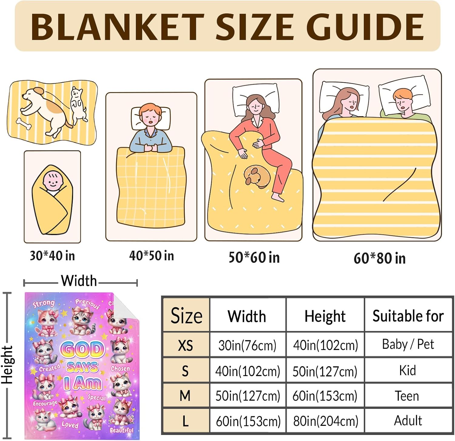 Christian Girls Blankets for Kids Teens, Cozy Comfy 60''x50'' God Says I Am Cat Themed Stuff Throws for Cat Lover, Inspirational Religious Birthday Gifts for Bed Couch Decor