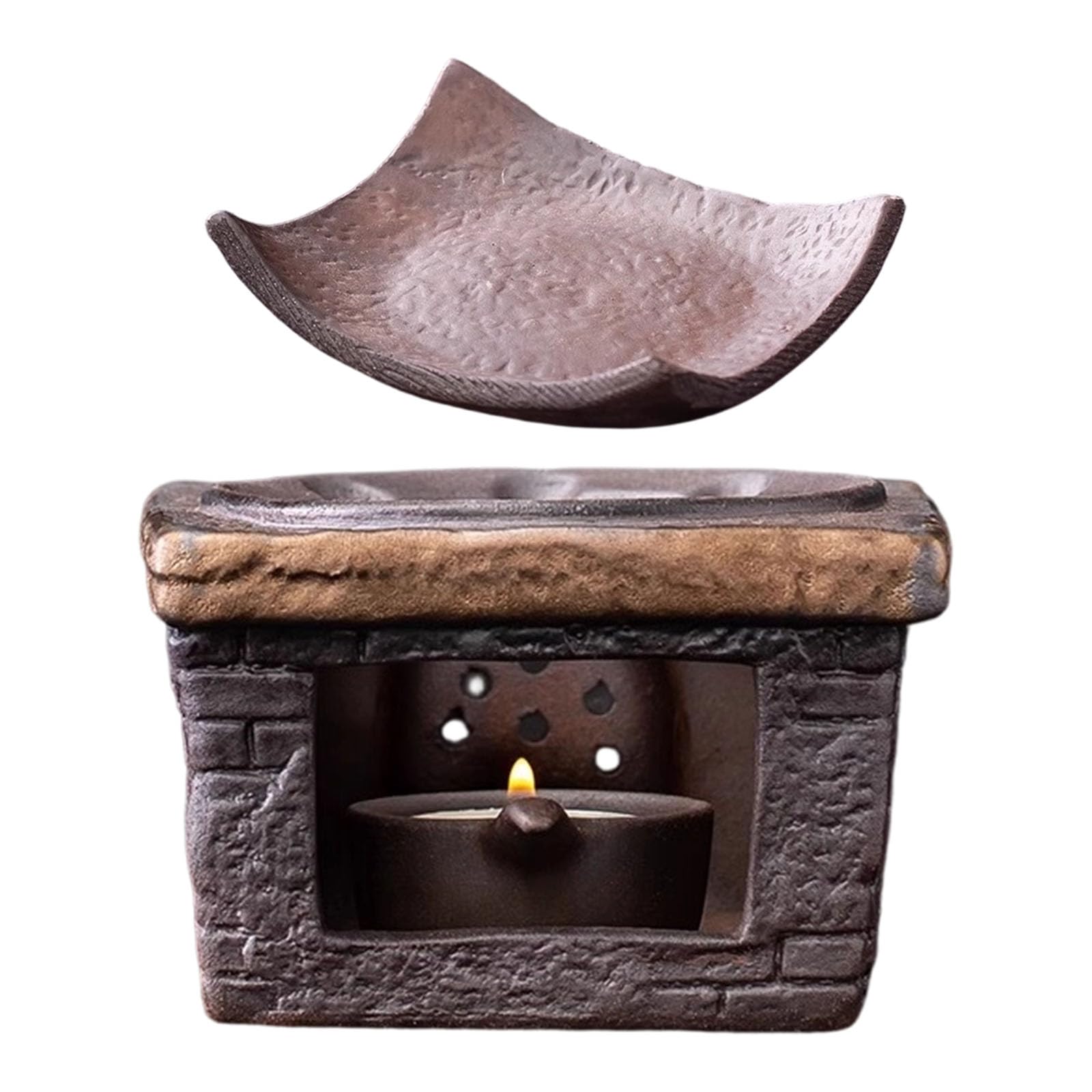 Jazuaiao Kitten Andtile Ceramic Aromatherapys Stove Essential Oil Burners Ceramic Waxes Melts Warmer Tealight Holder, Home Decors Tea Stove Warmer Set
