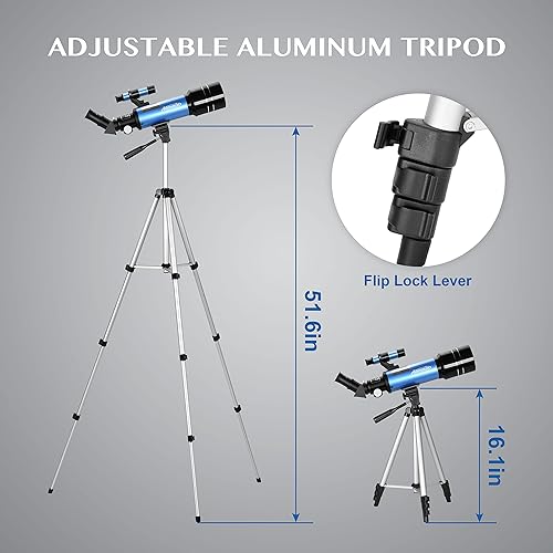 Miniatura 6 de AOMEKIE 40070 Telescopios para principiantes y adultos de Astronomía Telescopios astronómicos de 2.756 in con trípode ajustable K6 y K25 oculares,
